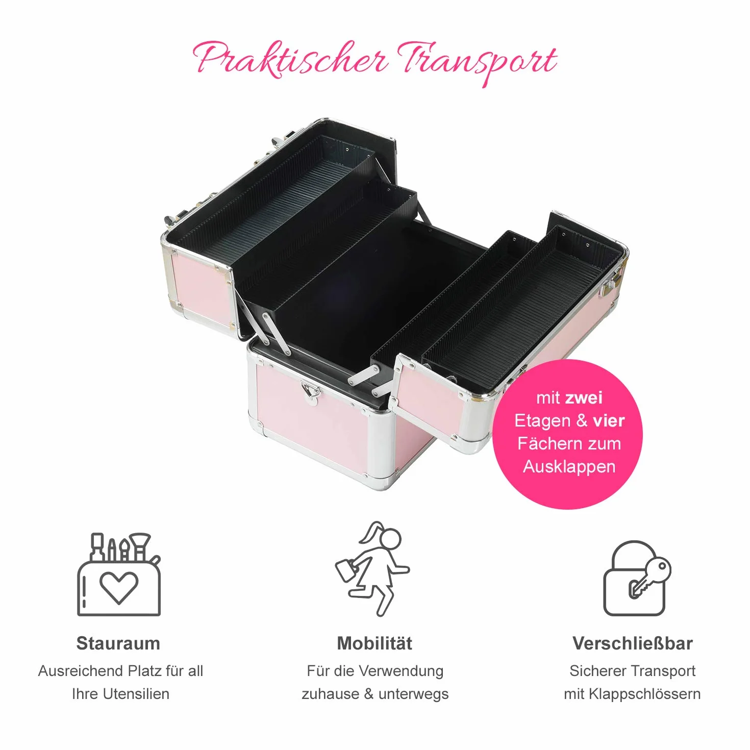Malette Maquillage Aluminium Rose Vanity Case