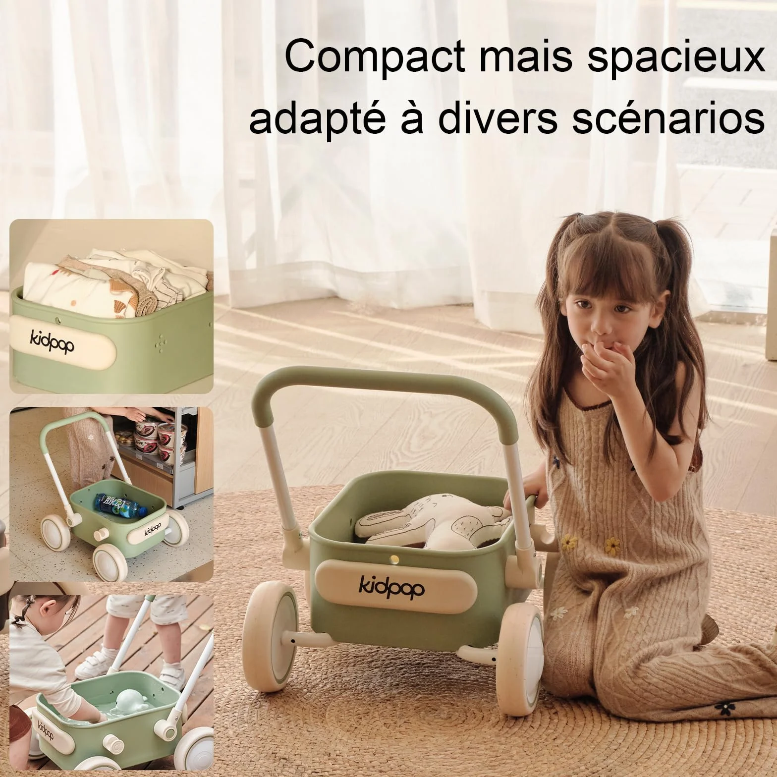 Kidpop PULA trotteur bébé chariot de marche Vert 7 mois à 4 ans 15 kg