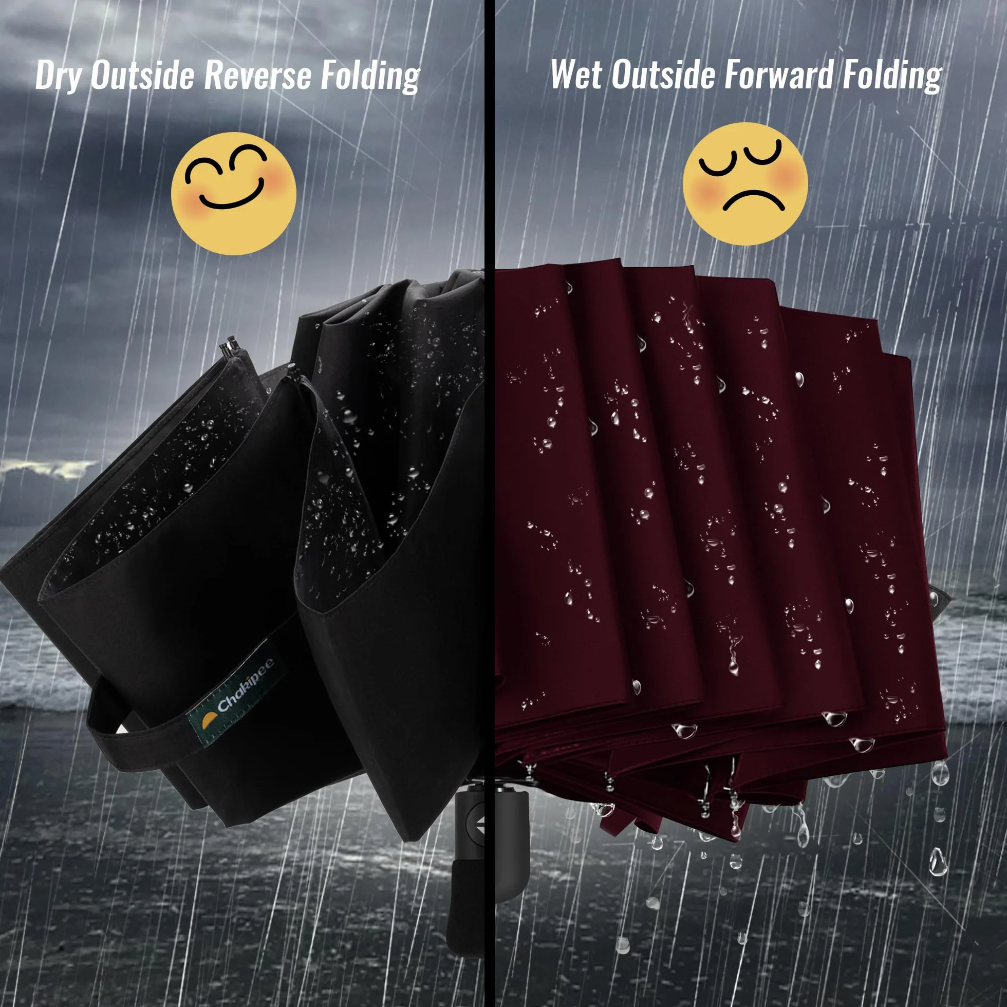 Parapluie Pliant Inversé Compact Automatique Résistant Vent Voyage