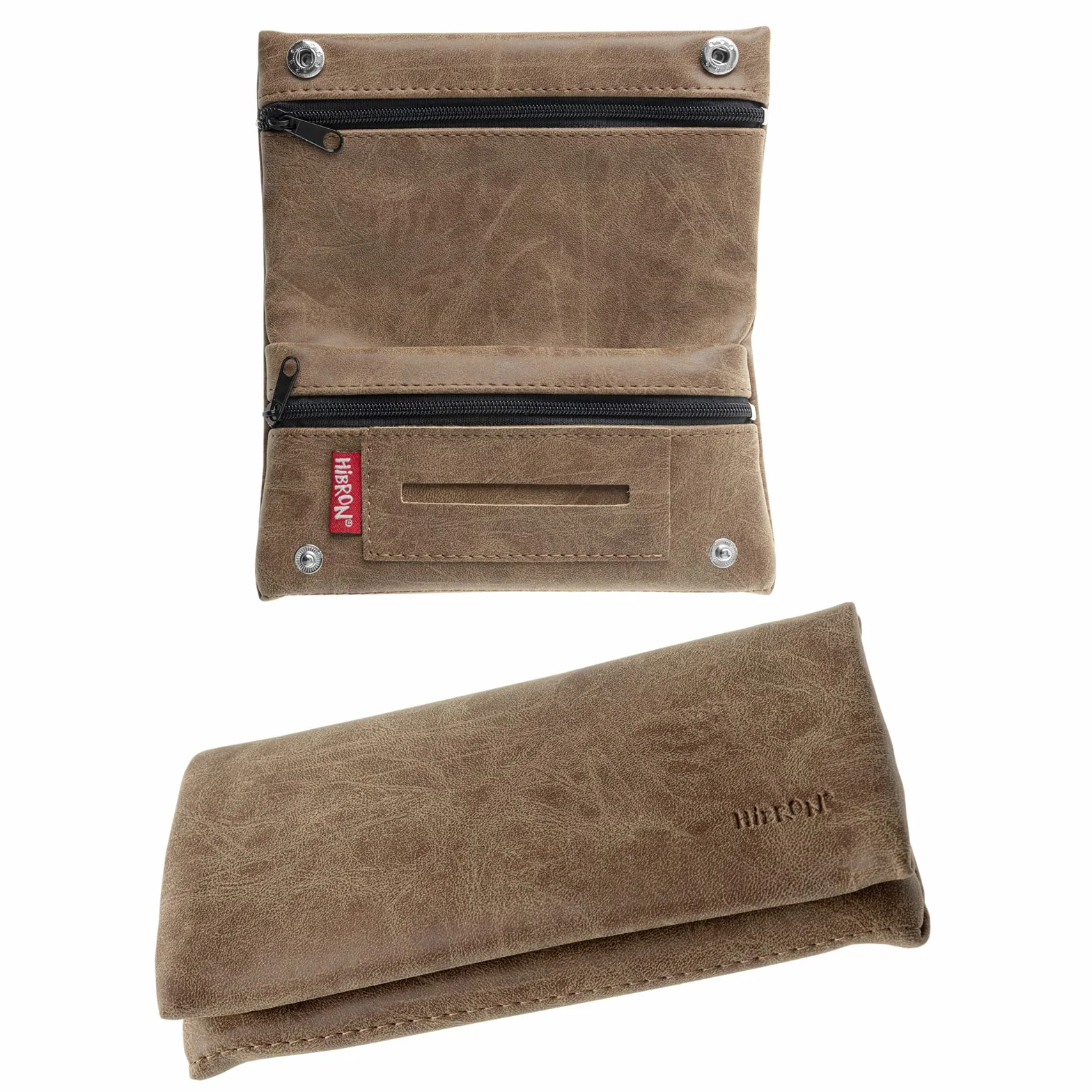 HIBRON Blague à Tabac Pochette Cuir Marron
