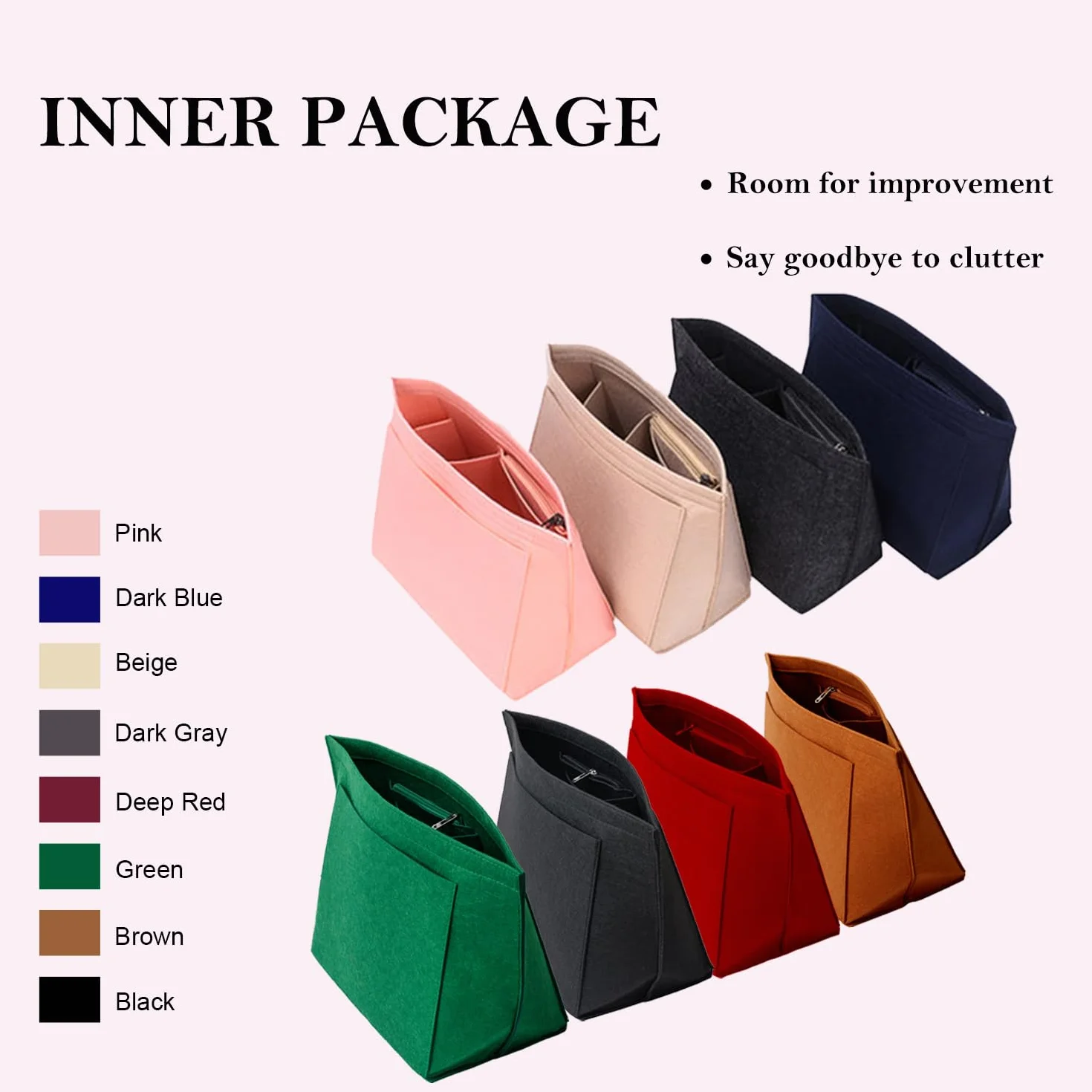 Organiseur de sac à main en feutre pliable Longchamp Beige Large