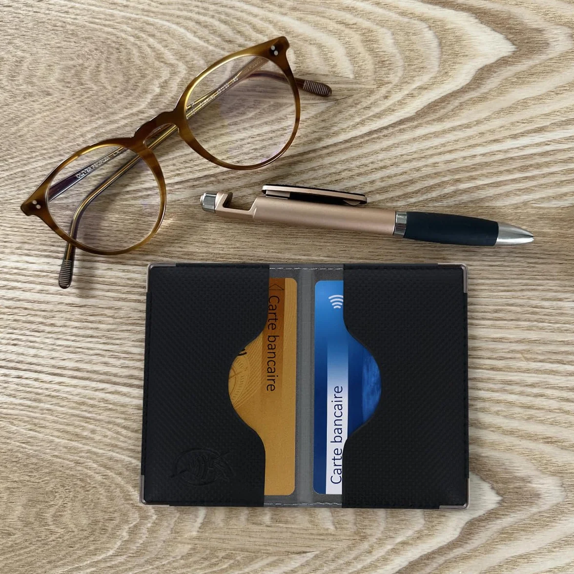 Étui 2 Cartes Bancaires Anti-RFID Noir PVC Fabriqué en France