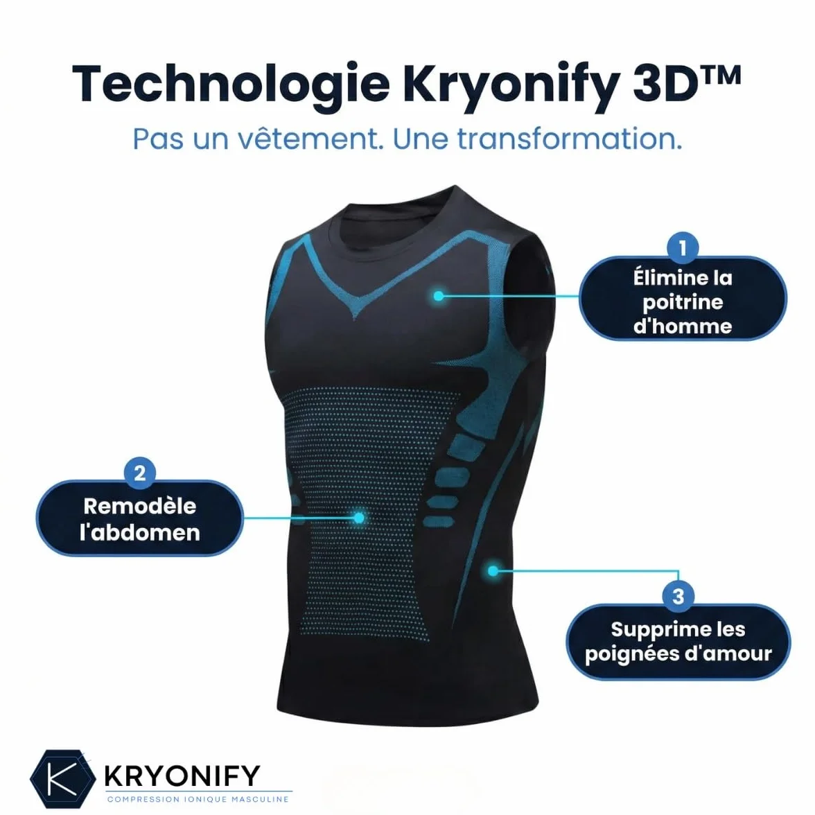 Débardeur Gainant Homme Invisible Compression 3D Respirant Gilet Sculptant sous vêtement Maintien Discret