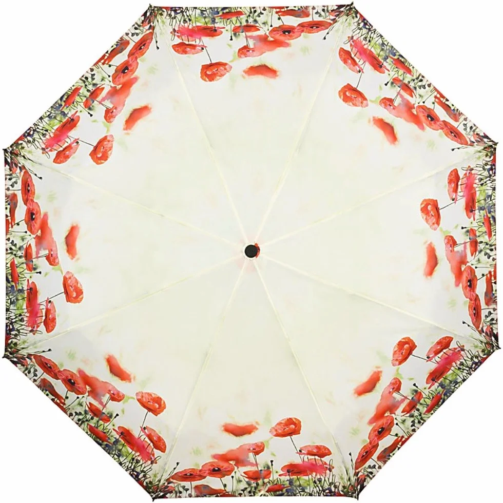 VON LILIENFELD Parapluie de Poche Automatique Résistant au Vent Pliant Floral Coquelicots