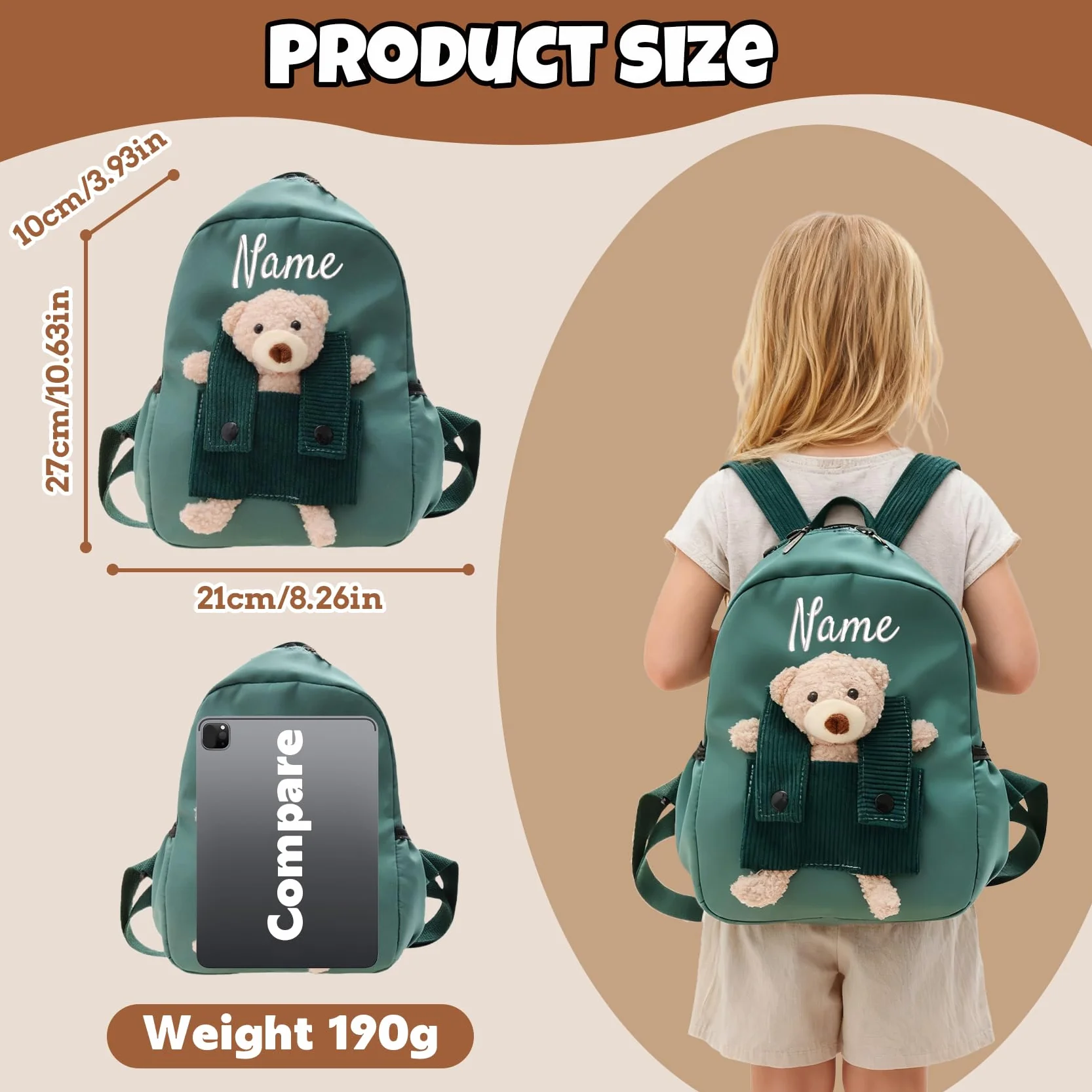 Cartable Primaire Personnalisé avec Prénom pour Garçon et Fille Voyage Maternelle