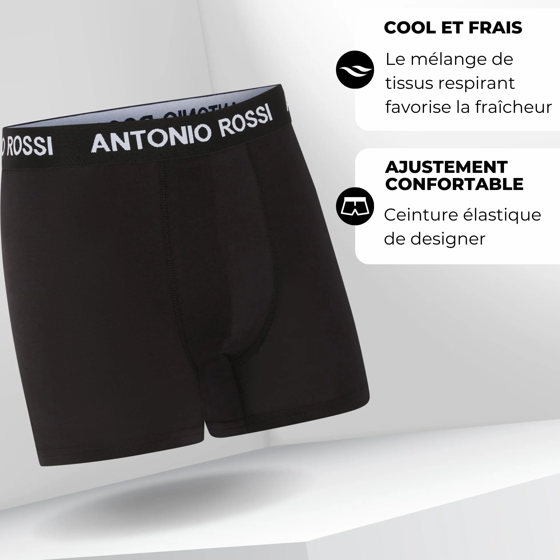 ANTONIO ROSSI boxers ajustés hommes lot 12 ceinture élastique