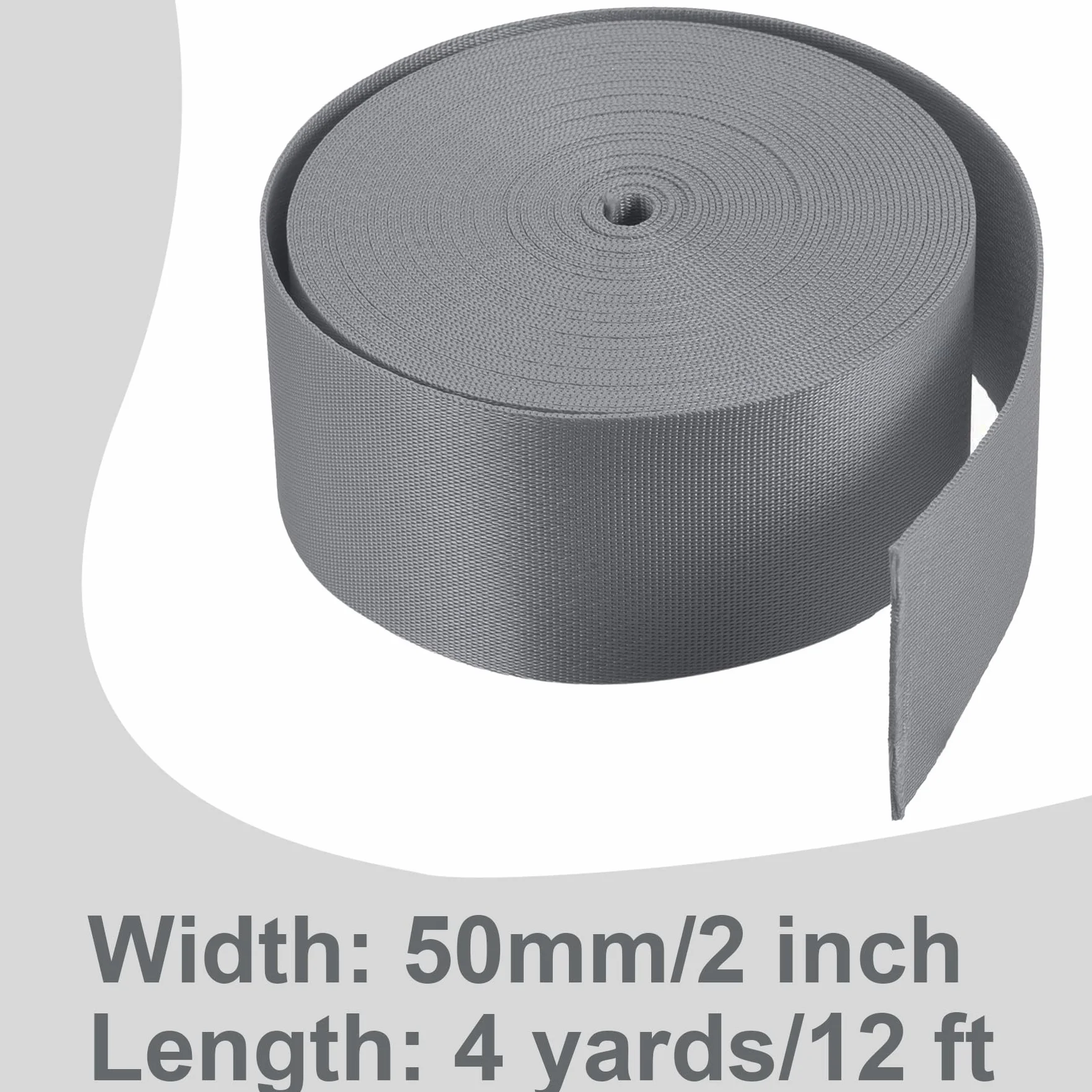 Sangle plate en nylon 50 mm pour sac à dos, 5,1 cm x 3,66 m, gris