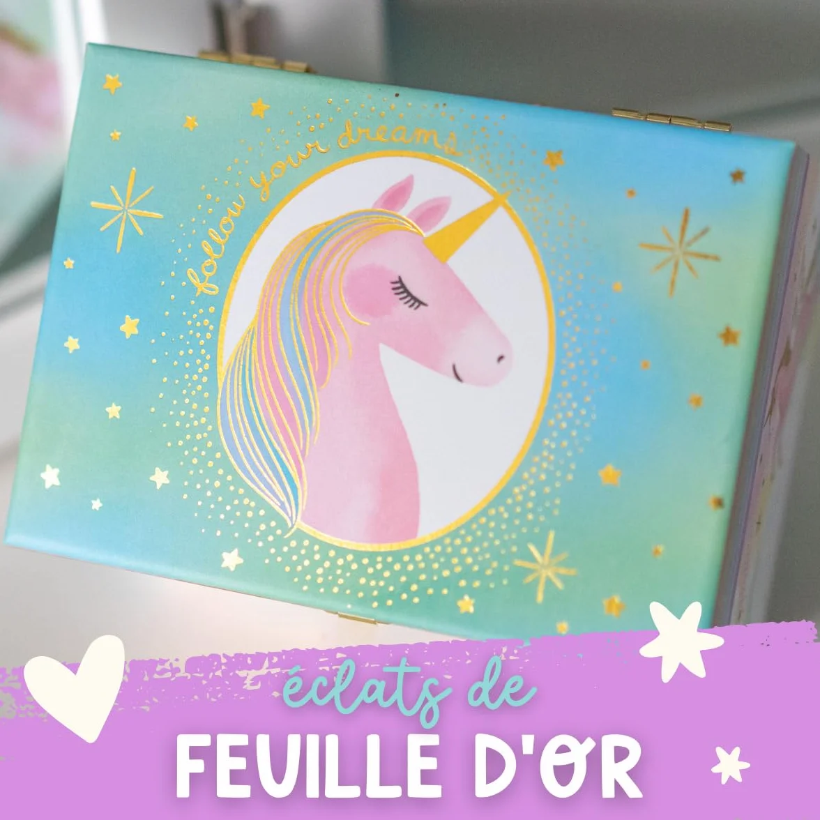 Boîte à Bijoux Musicale Licorne pour Filles avec Miroir, Cadeau Enfants 3-10 ans
