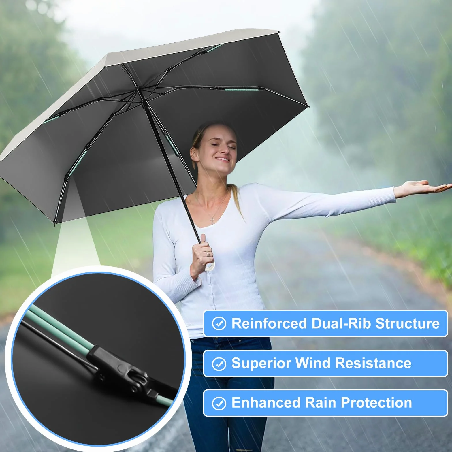 HCQC Parapluie Pliable Mini Anti-UV Compact Léger Voyage Homme Femme Protection Soleil Pluie Kapsel-Etui