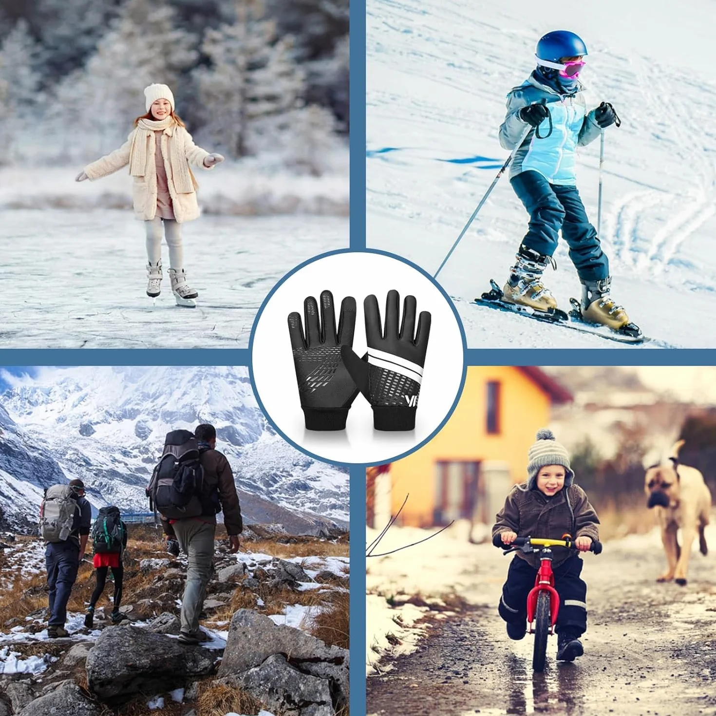 WESTWOOD FOX Gants d'hiver pour enfants mitaines imperméables coupe-vent isolantes thermiques compatibles écrans tactiles