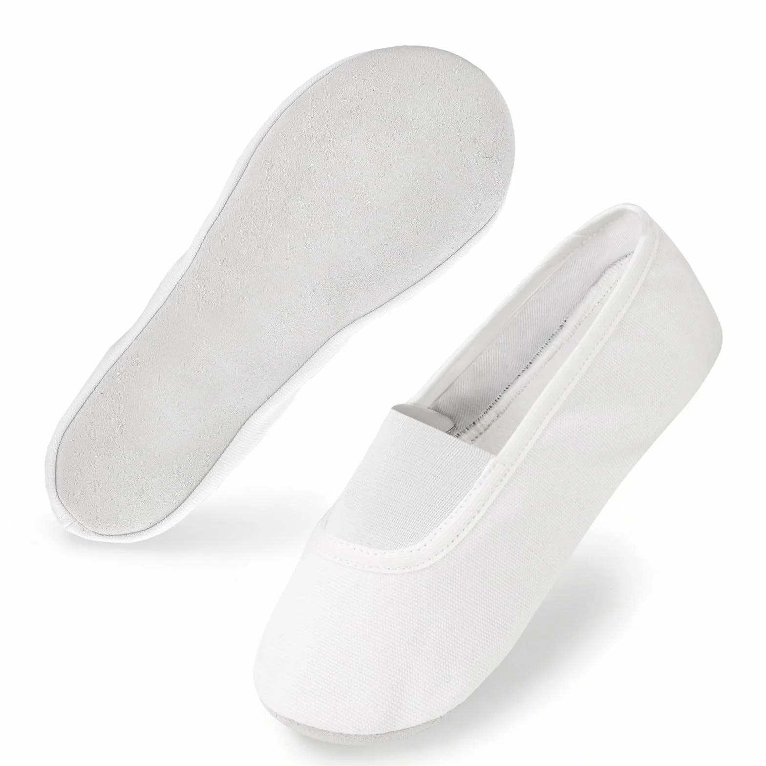 Chaussons de gymnastique unisexes en cuir de vachette respirants avec semelle en coton et bande élastique