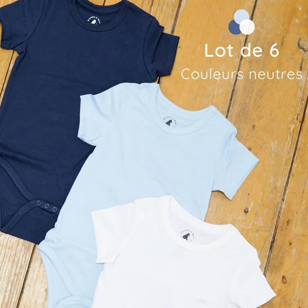 Bramble & Bear Lot de 3/6 Gilets à manches courtes en coton biologique pour bébés 0-3 ans