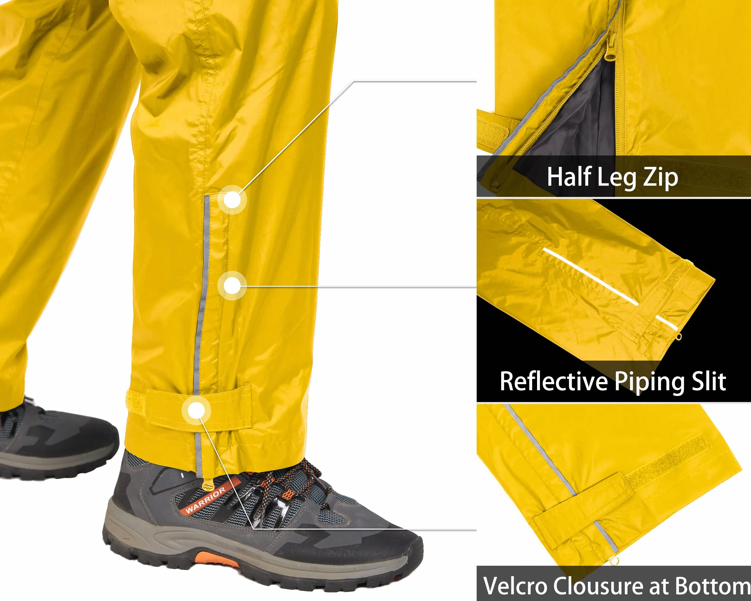 Pantalon de Pluie Imperméables pour Hommes 33000ft, Pantalon de Randonnée Léger Coupe-Vent pour Camping Golf