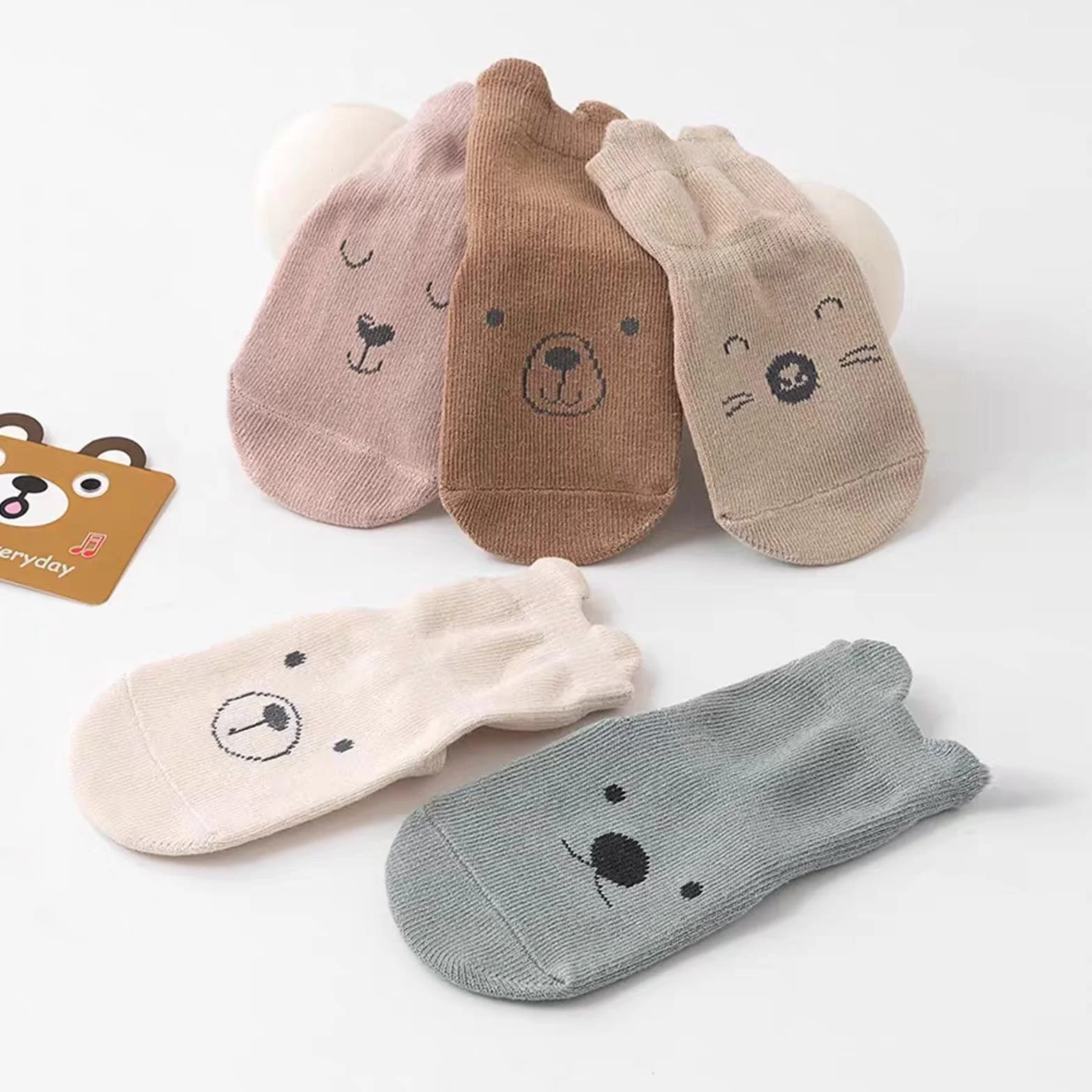 Chaussettes Antidérapantes Bébé Fond Silicone Coton Enfant Motif Animaux 0-12 mois 1-3 ans