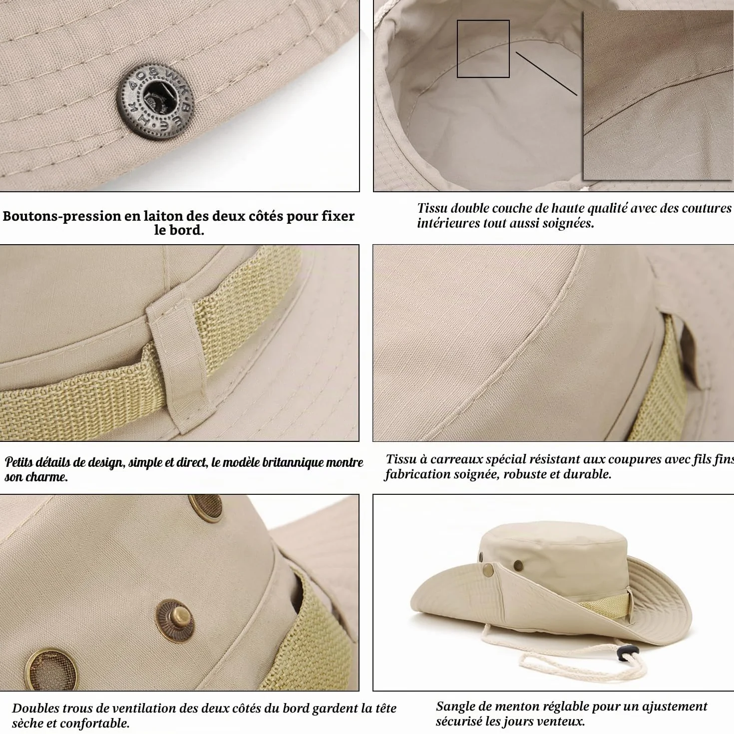 Favuit Chapeau de Protection Solaire à Large Bord Pliable Respirant pour Pêche Chasse Camping