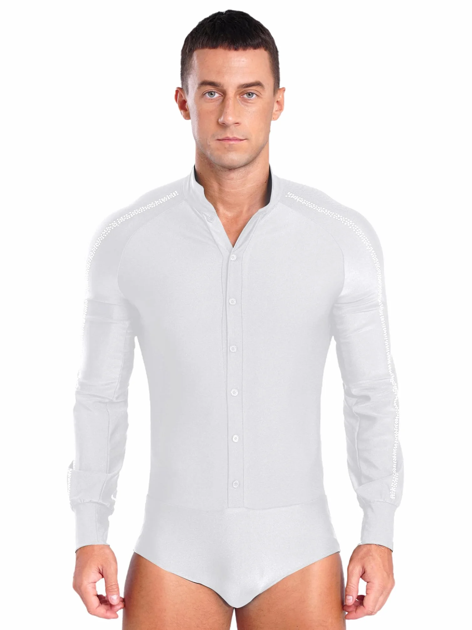 Justaucorps Danse Latine Homme Body Gym Ballet Manches Longues Tenue Spectacle S-XXL