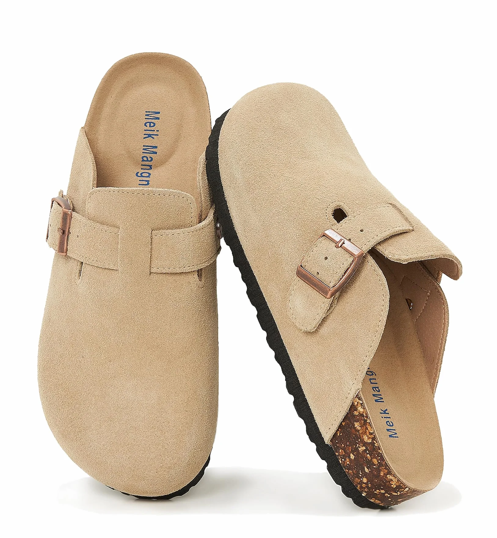 Mules et Sabots Homme Femme Chaussons Cuir Liège Pantoufles Antidérapants Semelle,36-44 EU