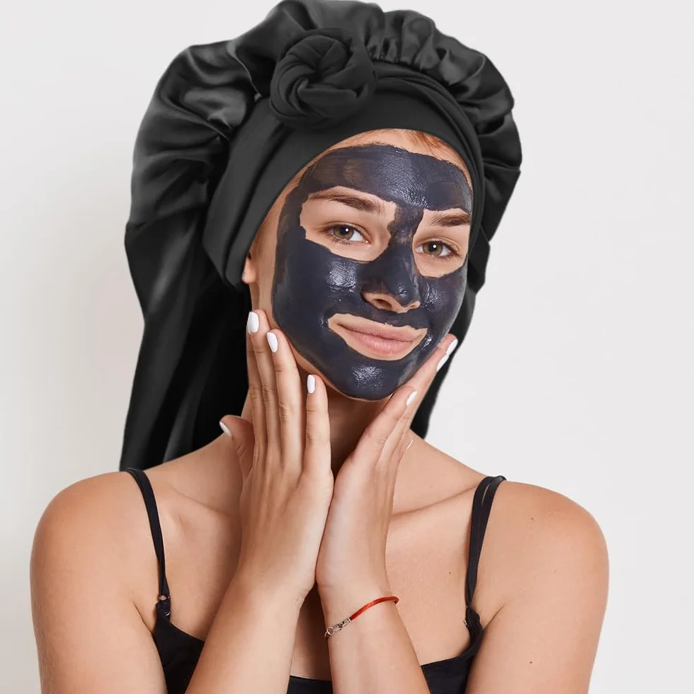 DRESHOW Bonnet Long en Satin Tressé pour Cheveux Longs Bouclés Locs