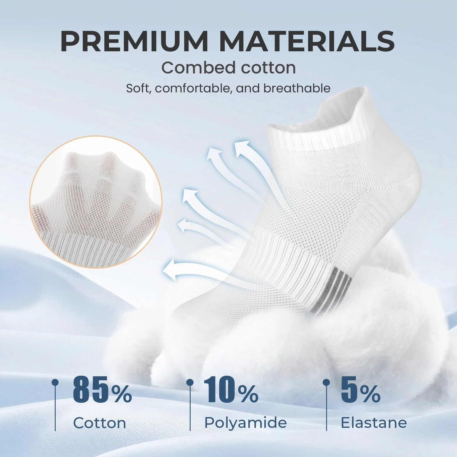 Libella 10 Paires Chaussettes Homme Coton Soquettes Sport Courtes Respirantes Course 43-46