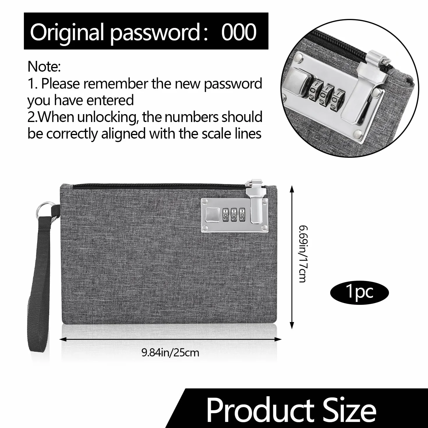 Mini Coffre Fort 25×17 cm Sac à Documents avec Serrure Protection Passeport