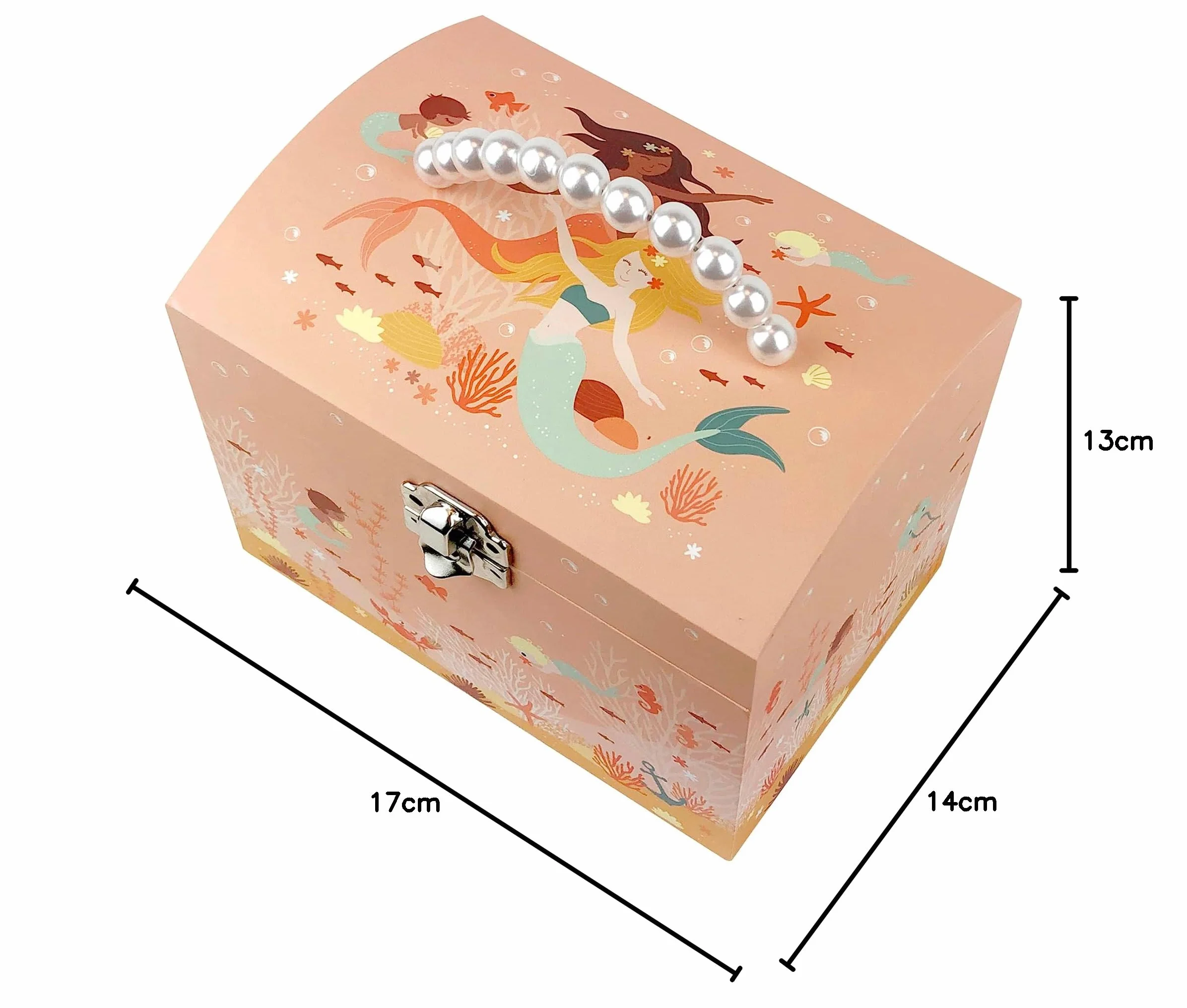 TROUSSELIER Grande Boite à Bijoux Musicale Sirène Vanity Case Enfant Coffret Musical Bijoux Brille dans la nuit