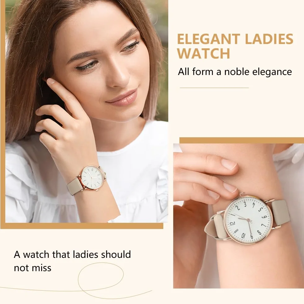 OFFCUP Montre Femme Bracelet Cuir Analogique Quartz Cadran Blanc 3 Aiguilles Poignet Ladies