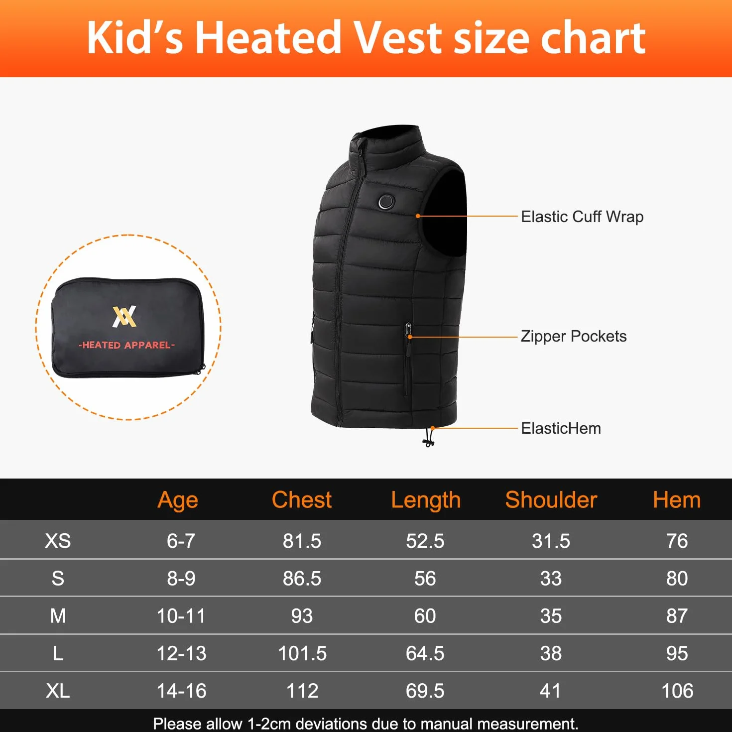 Gilet chauffant Enfant avec batterie 7.4V 10000mAh Veste chauffante