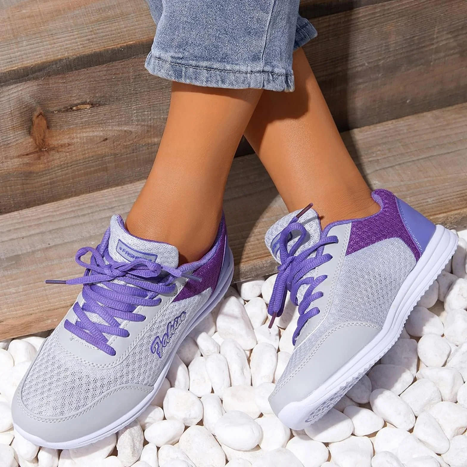 Chaussures de bowling respirantes en maille pour femme