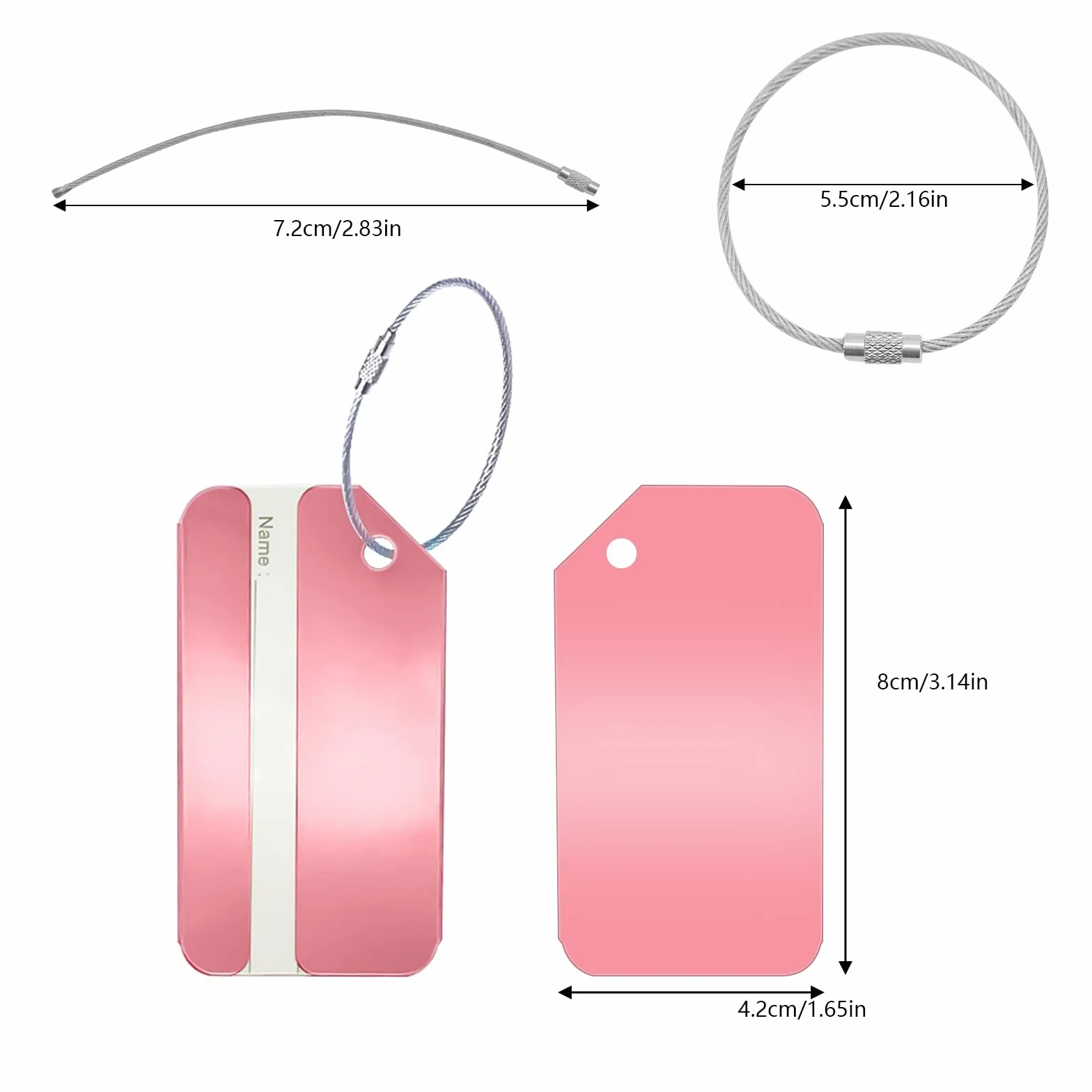 Étiquettes de Bagage en Aluminium Lot de 10 pour Valises - Luggage Tag Métal avec Porte-Nom