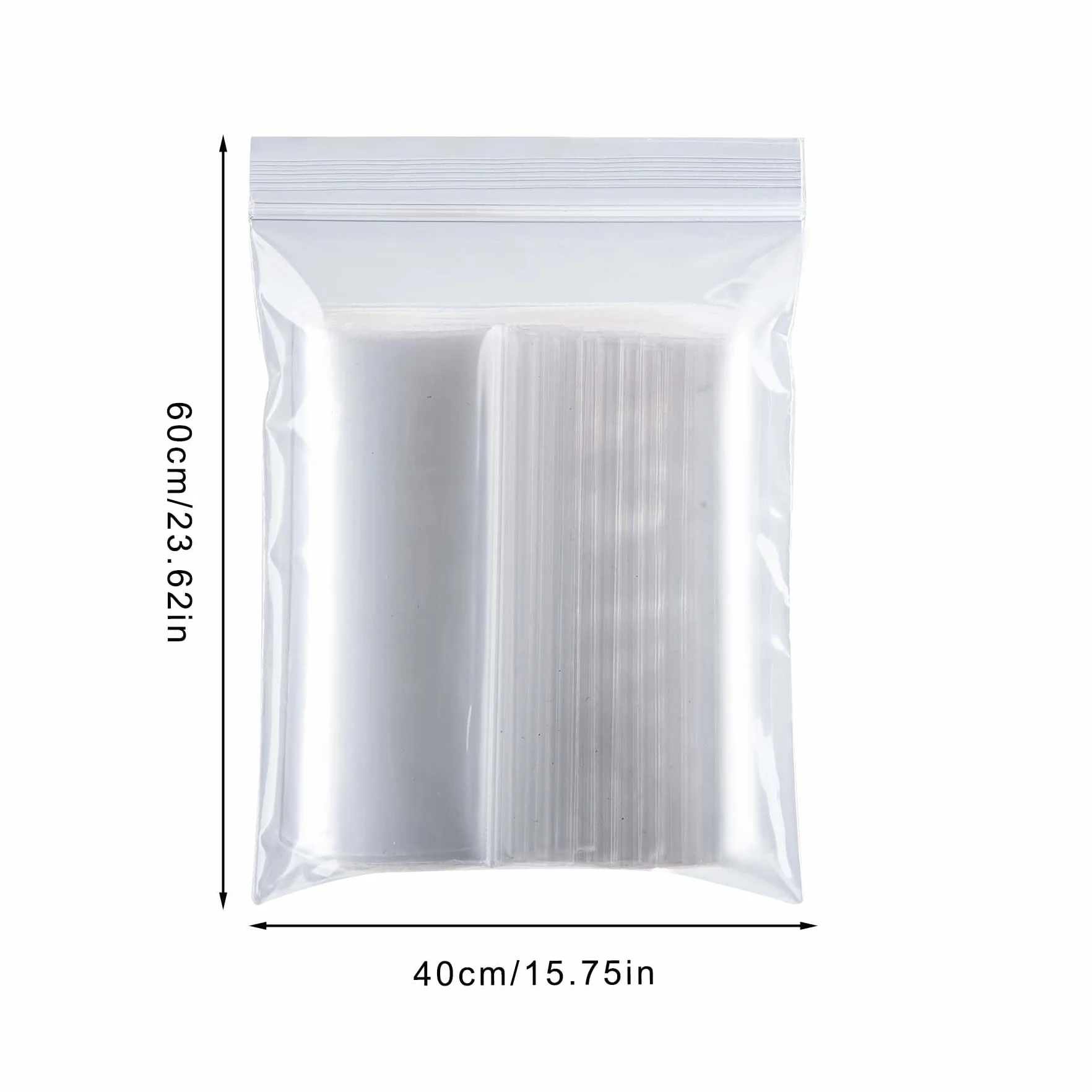 Sachets Plastique Transparents Refermables 40x60cm 15 Pièces Sac Zippé Rangement