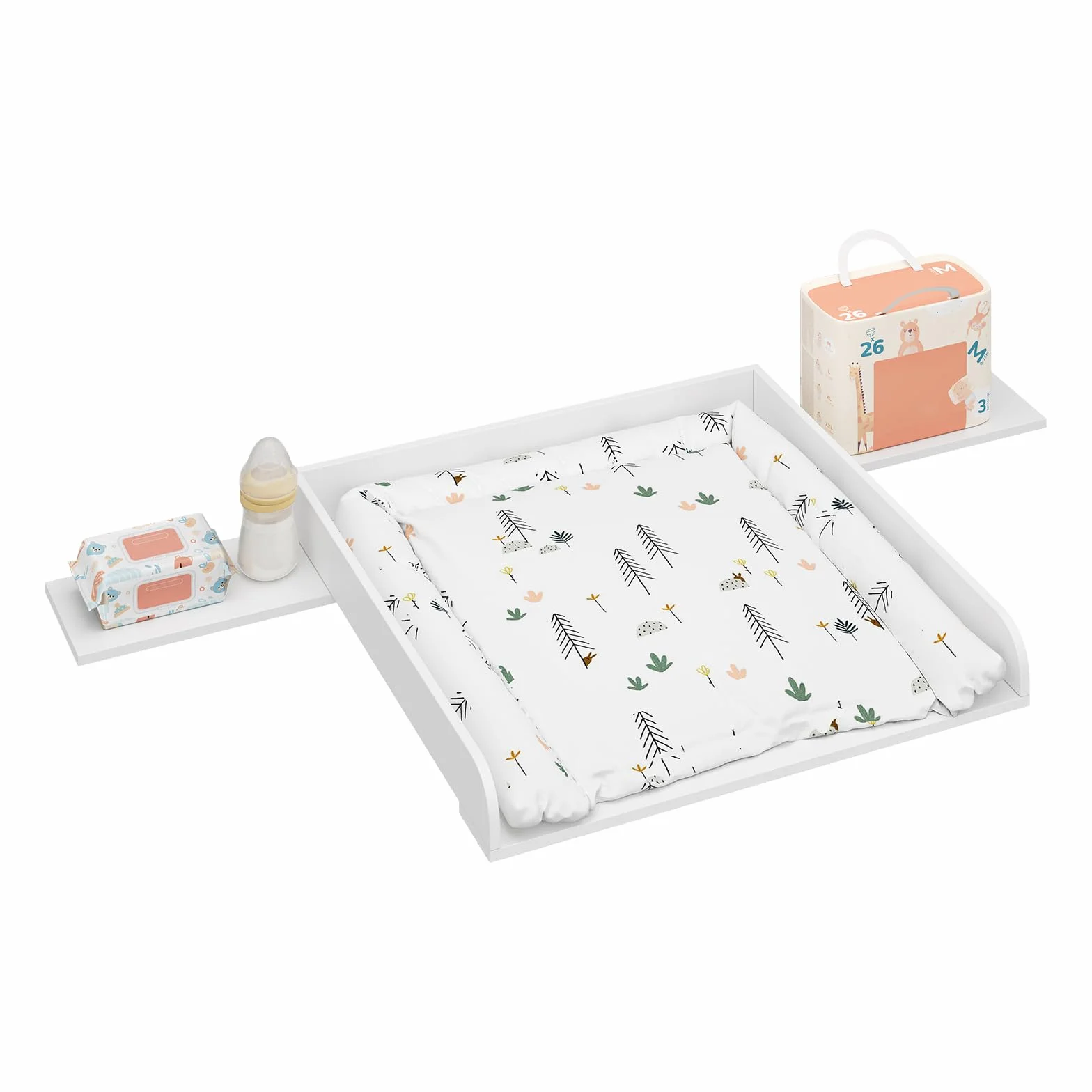 WOLTU Plan à Langer pour Commode, Plateau à Langer Universel, MDF, Blanc, 160 x 80 x 10 cm