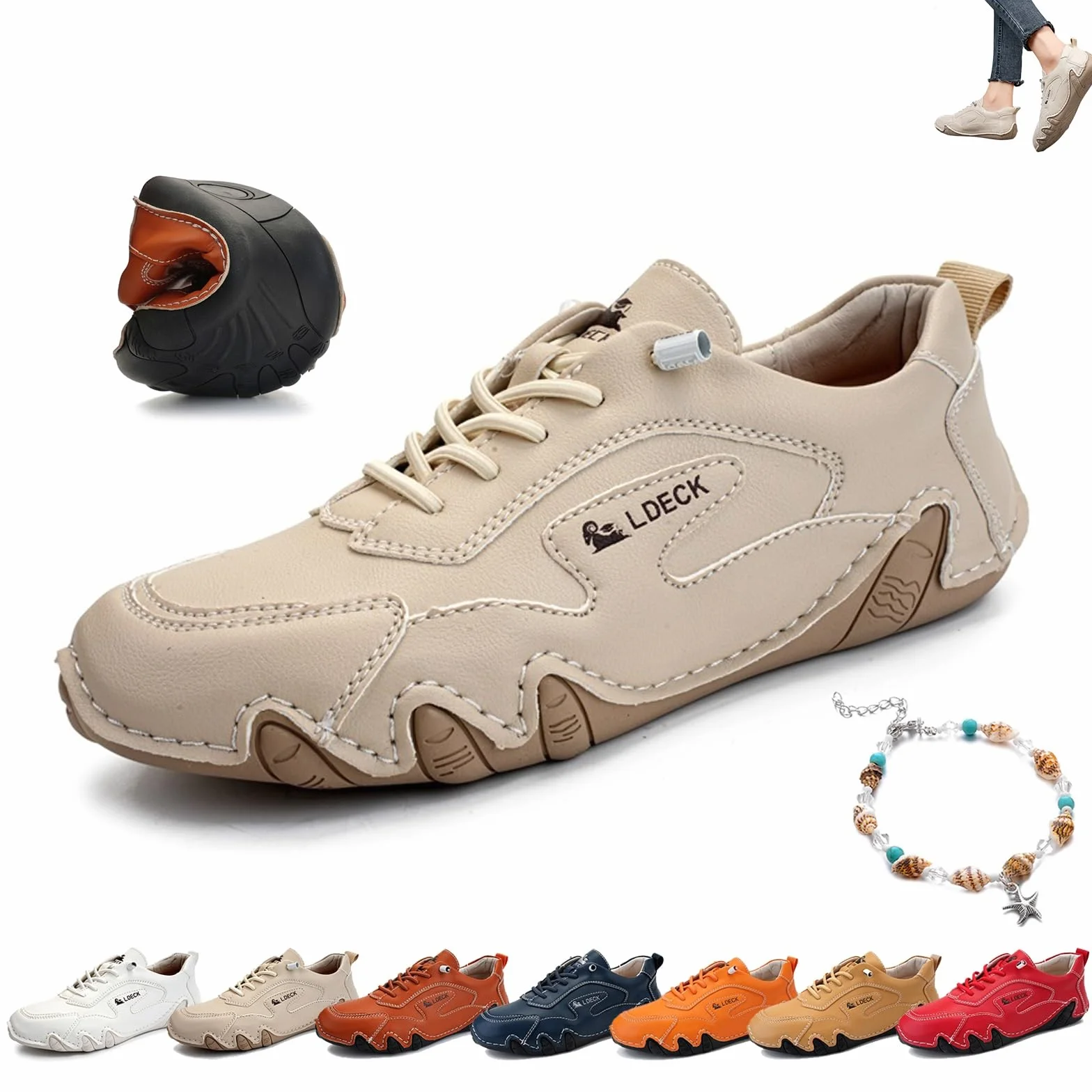Baskets en cuir italien faites à la main pour femmes, chaussures d'extérieur antidérapantes imperméables légères
