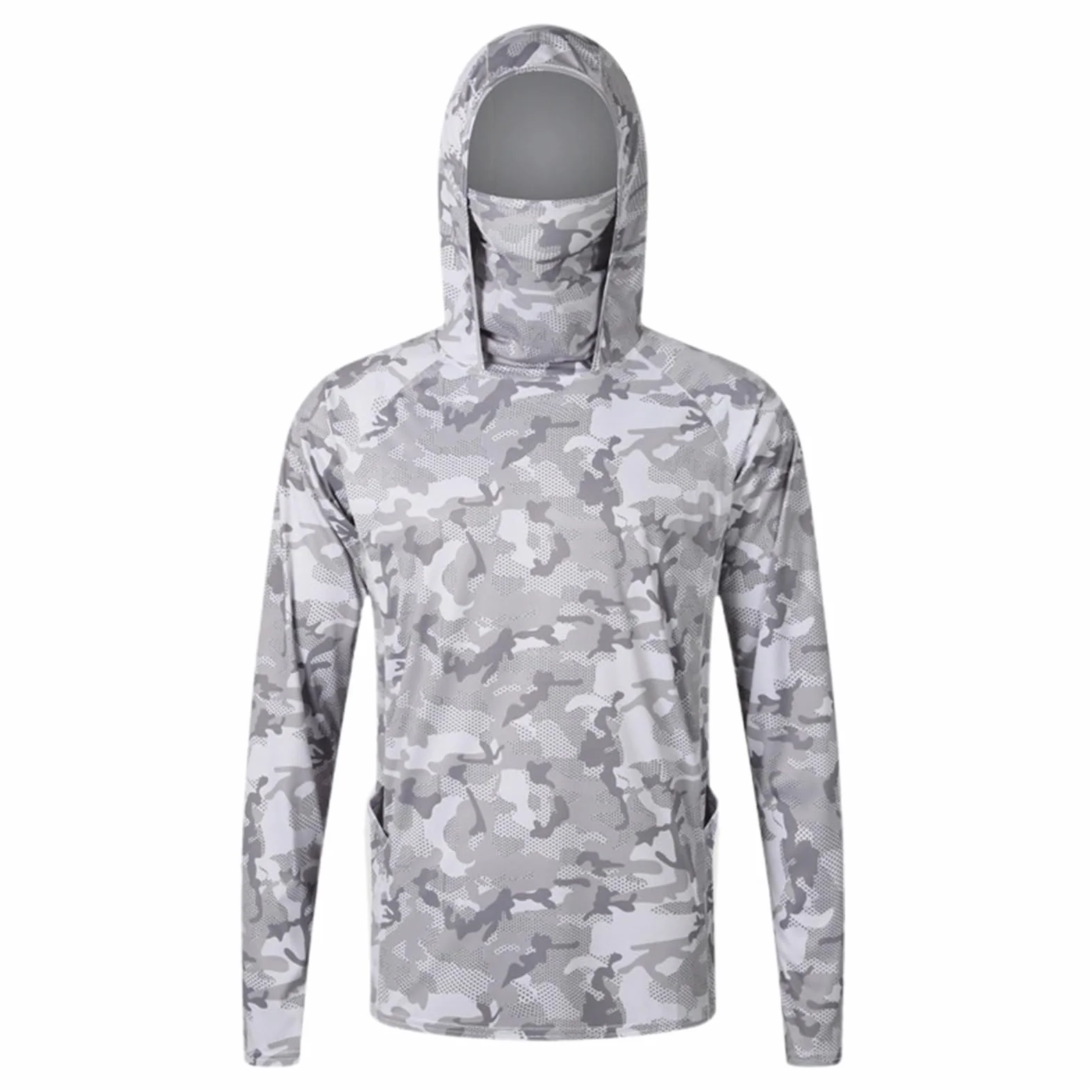 T-Shirt Anti UV UPF 50+ Homme à Manches Longues Protection Solaire avec Masque