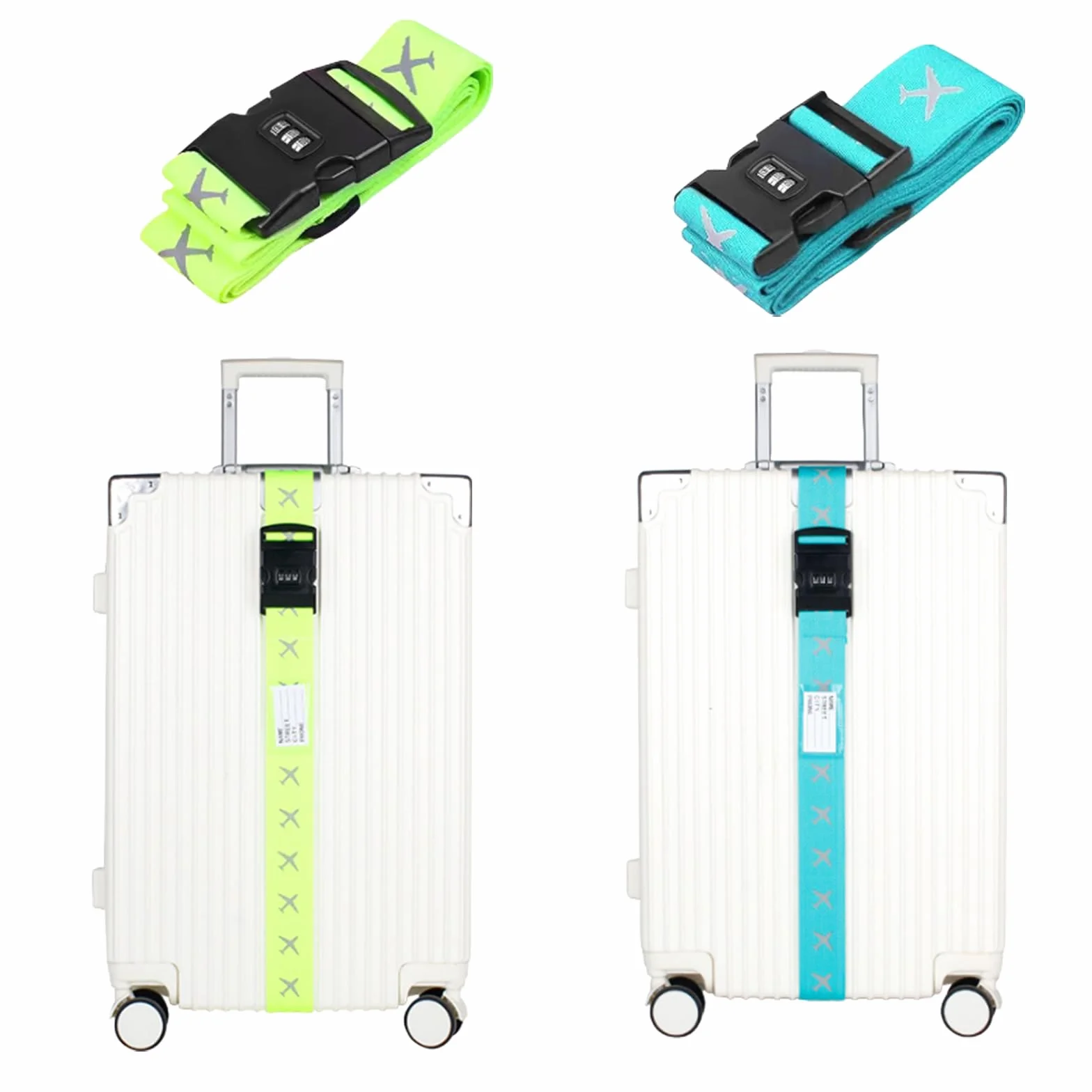 Sangle Valise Voyage avec Code 2 PCS Sécurité Couleurs Vives