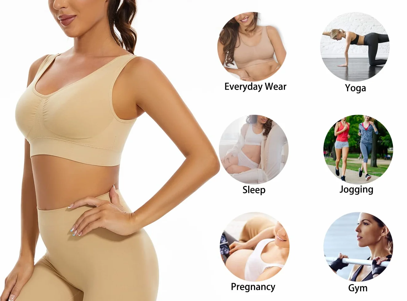 Lemef Soutiens-Gorge Sport Yoga sans Couture avec Coussinets Amovibles pour Femmes