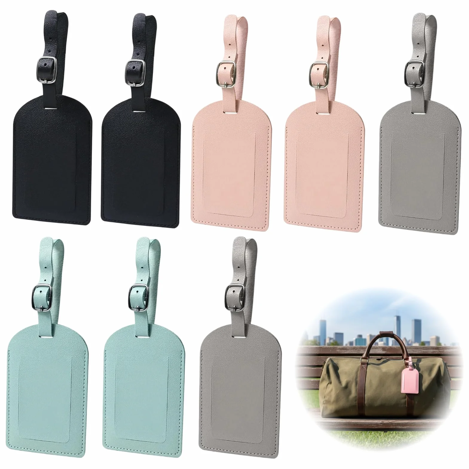 Étiquettes Valise Cuir PU 8 Pièces pour Voyage Sac à Dos Accessoires