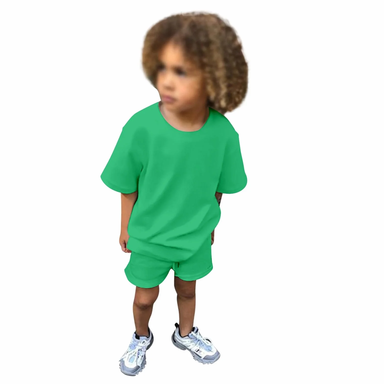 Ensemble de survêtement 2 pièces bébé garçon fille, Tenue été unie manches courtes short