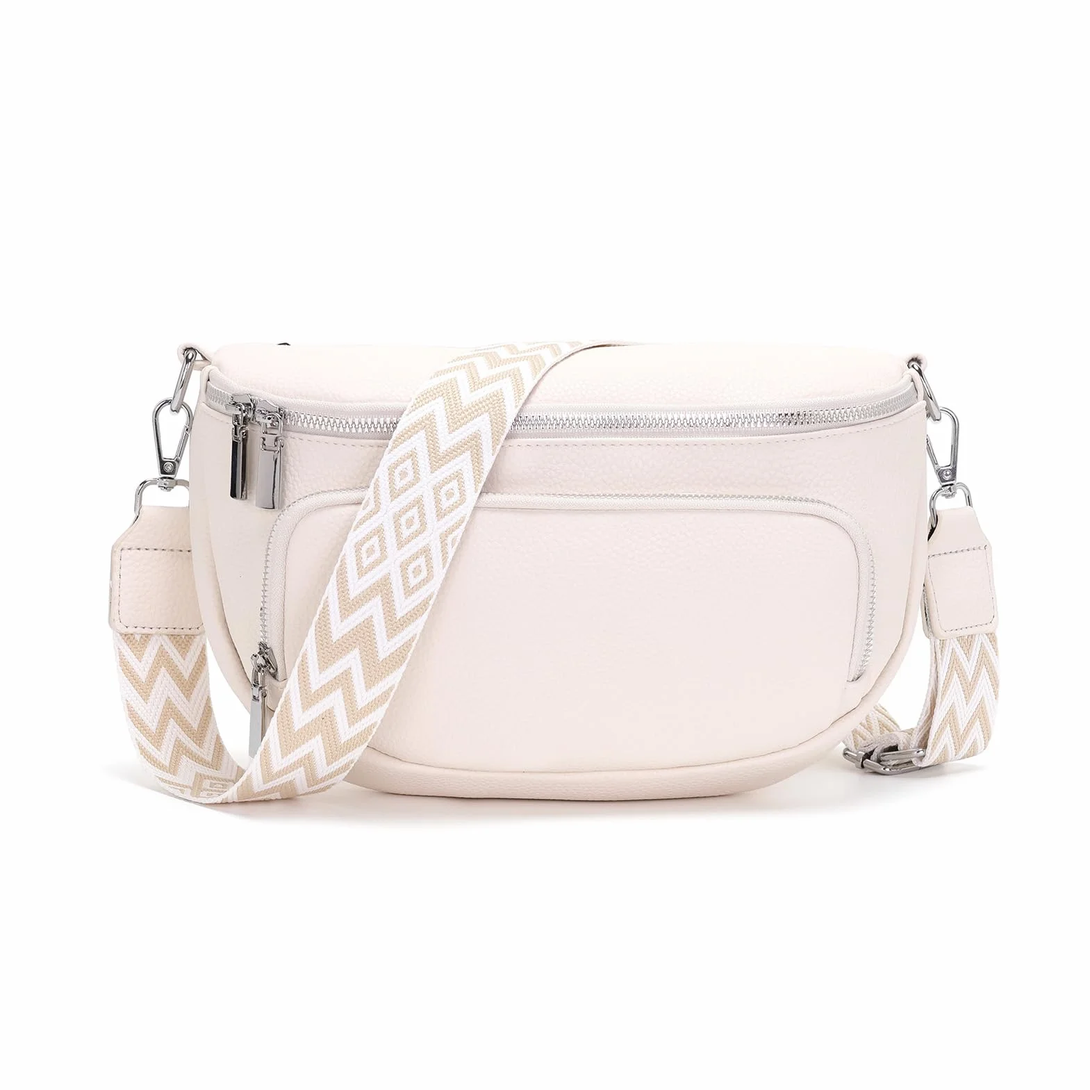 Grand sac banane femme cuir vegan sacoche bandoulière réglable poches multiples