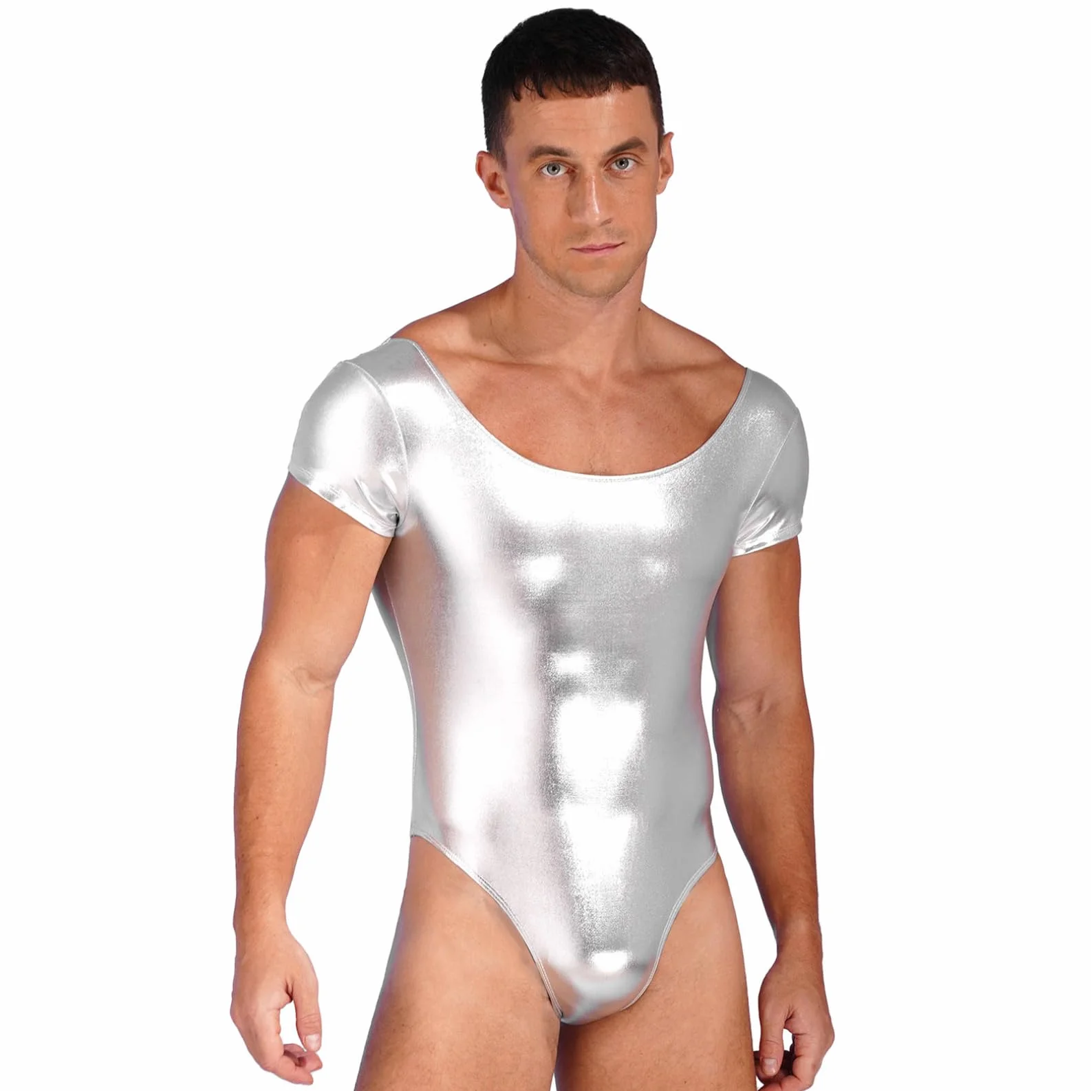 Ranrann Justaucorps Métallique Brillant Costume Danse Bodysuit L-3XL
