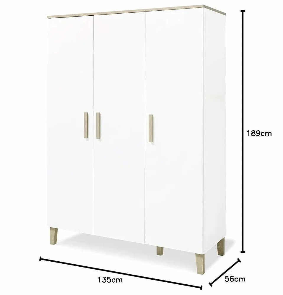 Pinolino Grande armoire Lumi blanche et chêne bois véritable