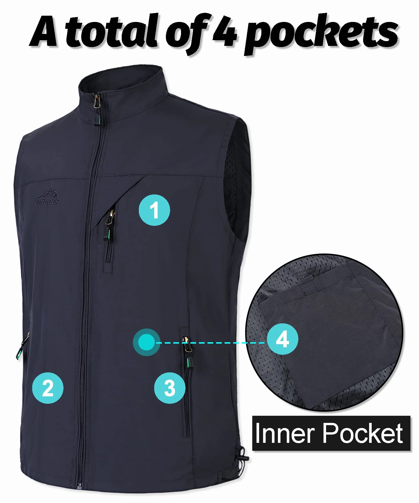 Gilet de Pêche sans Manches Léger Séchage Rapide Respirant Camping Chasse