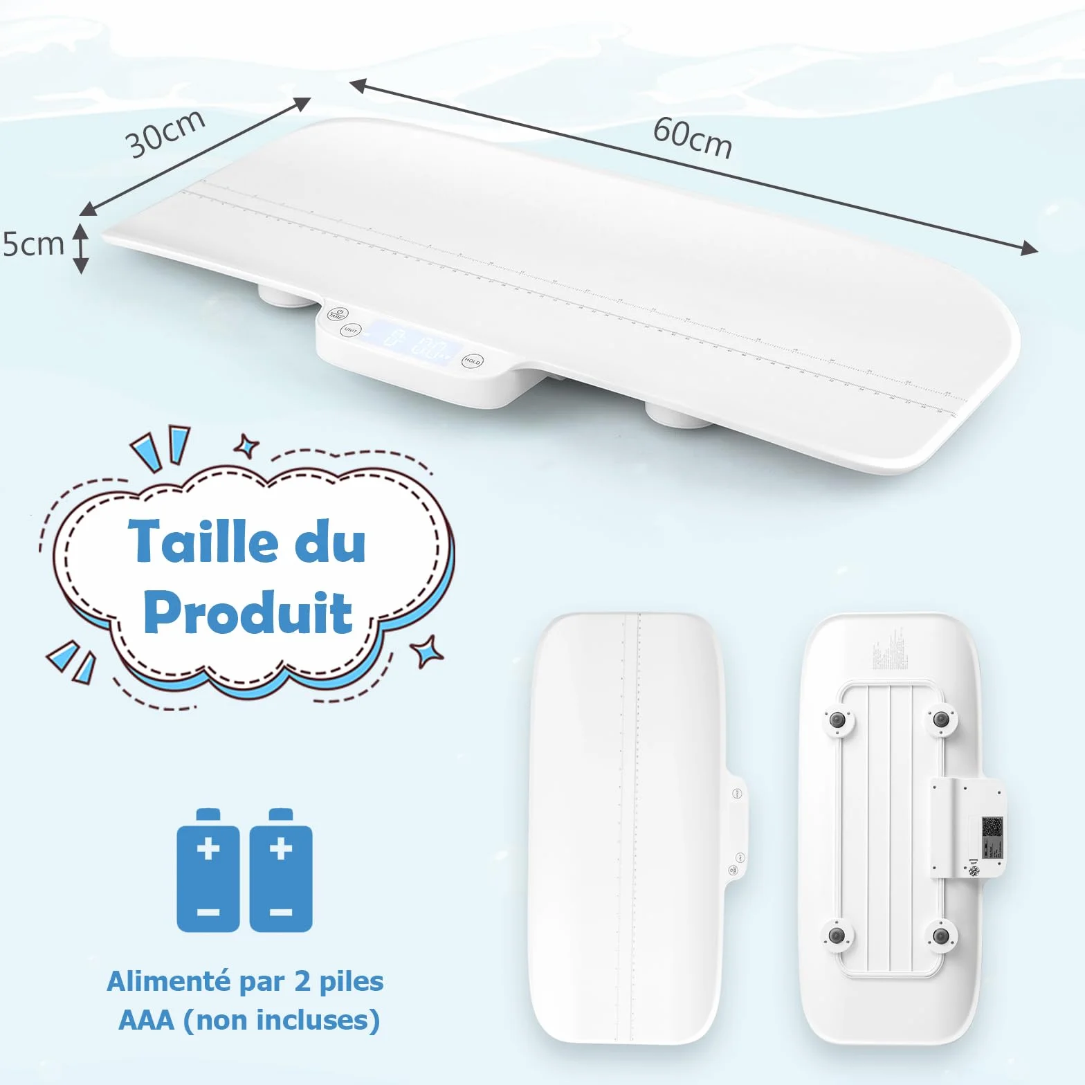 GOPLUS Pèse-Bébé Numérique 30 Kg, Fonctions de Maintien et de Tare, Affichage LED
