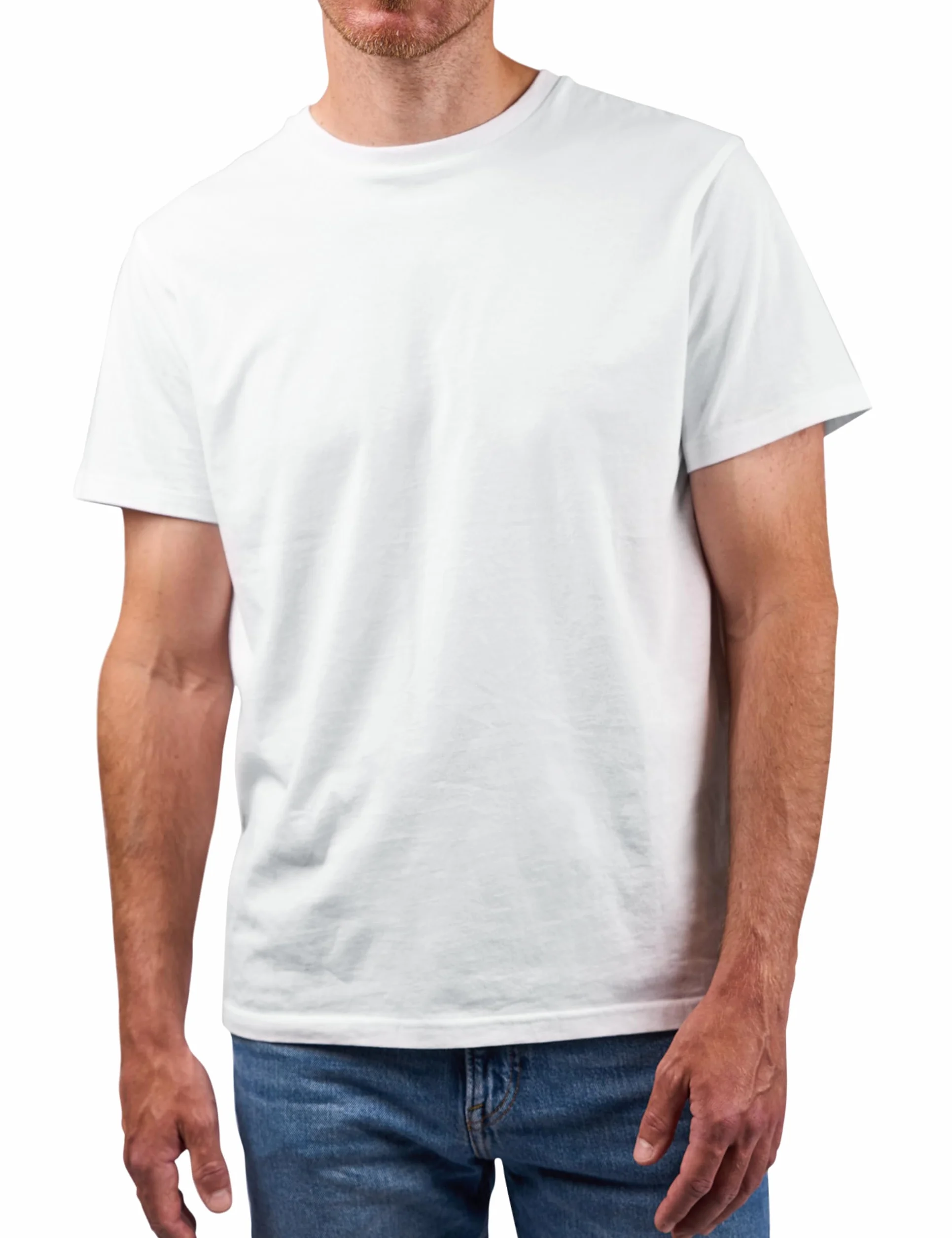 Lot de 4 T-Shirts Homme 100% Coton Tailles M à 3XL Blanc Noir Gris Bleu Marine