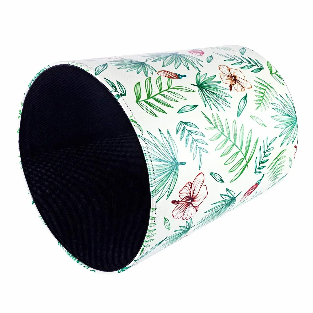 Poubelle en cuir 10 L étanche pour chambre d'enfant fleurs tropicales
