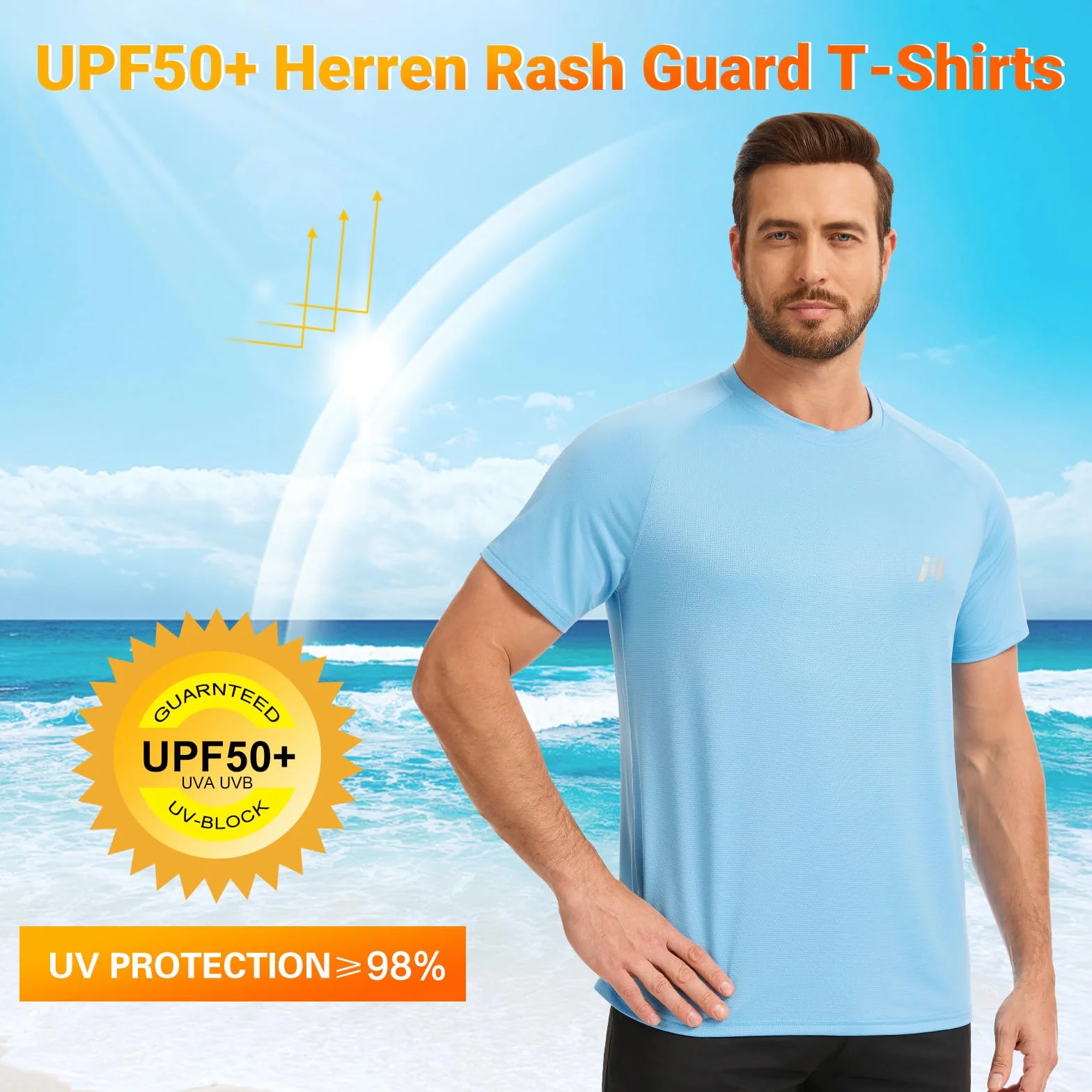 MEETWEE Rashguard Homme UPF 50+ T-Shirt UV Anti-Élasthanne Séchage Rapide Haut de Sport Extensible pour Surf Natation Pêche