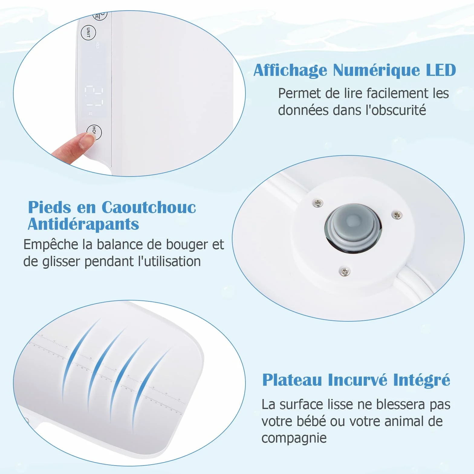 GOPLUS Pèse-Bébé Numérique 30 Kg, Fonctions de Maintien et de Tare, Affichage LED