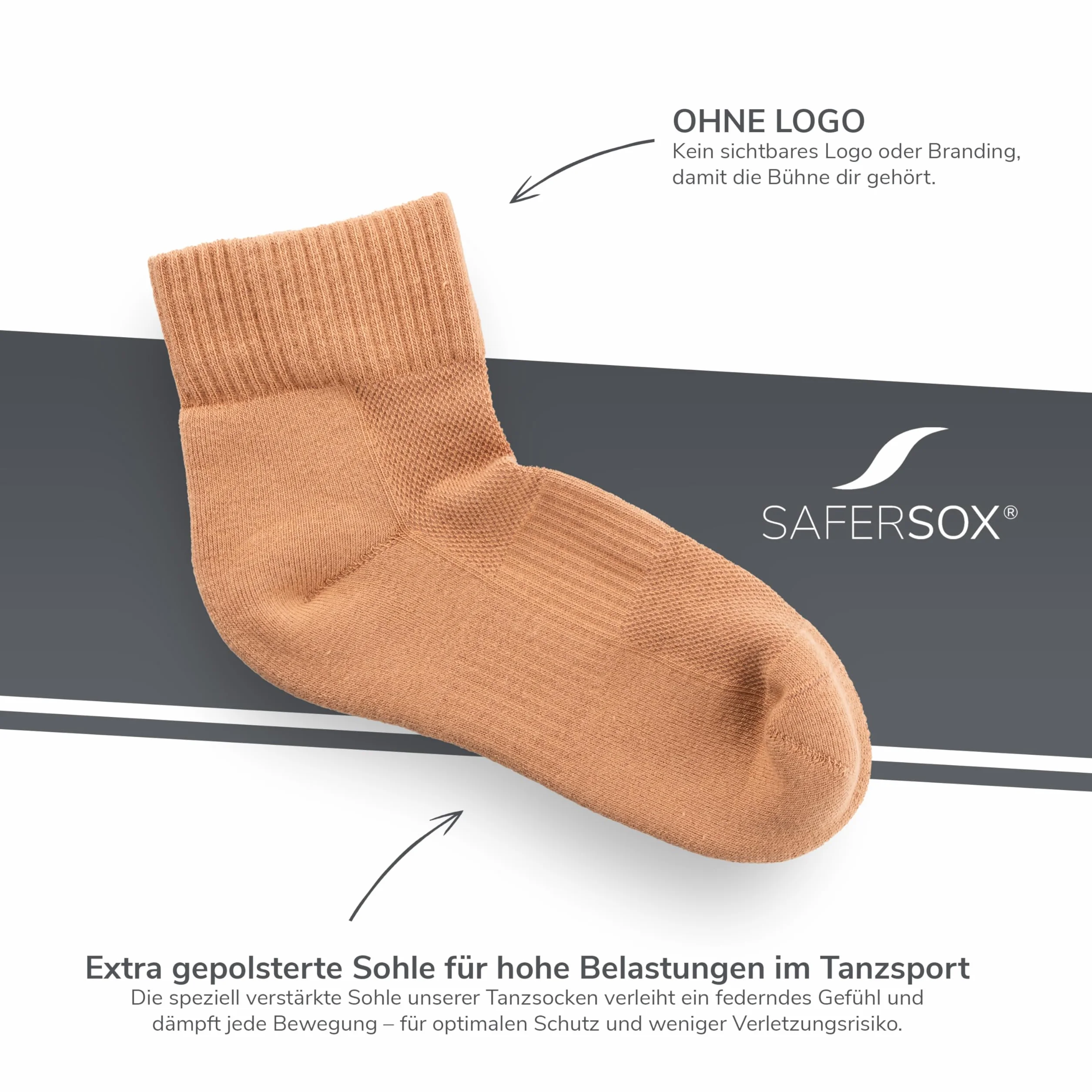 Safersox chaussettes de danse courtes 3 paires danse classique contemporaine