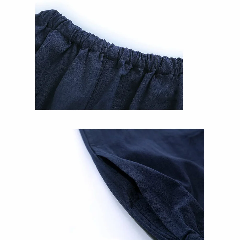 Chinois Traditionnel Tang Costume Kung Fu Uniforme Hommes Manches Longues Veste Pantalon Coton Pur Tai Chi Hanfu Wing Chun Bleu XL