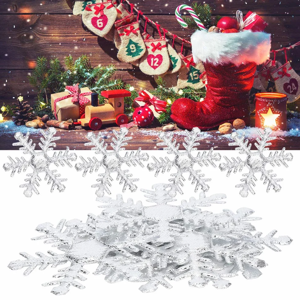 Flocons de Neige Argentés en Tissu Non Tissé pour Décoration de Noël et Mariages d'Hiver