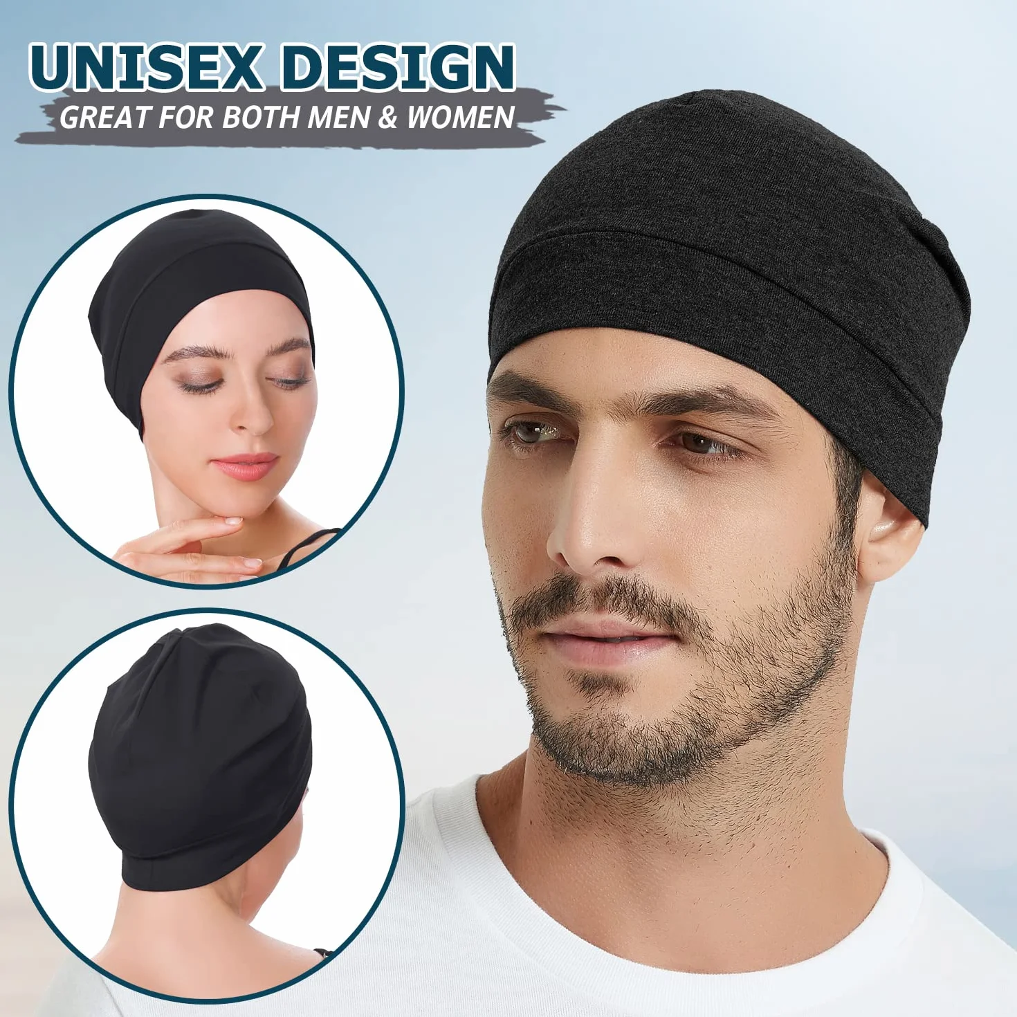 EINSKEY Bonnet de Nuit 100% Coton Fin Skull Cap pour Sport Chimio Cancer Sommeil Casque Moto